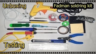 Fadman Soldering Pack Unboxing amp testing  Amazon  Soldering Iron 25W Desolder Pump Wire Glue Gun [upl. by Ahtiek]