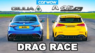 AMG A45 S v Alfa Romeo Giulia QV  DRAG RACE [upl. by Whetstone523]