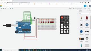 Tinkercad Урок №9  Управление включения светодиодов при помощи ИКпульта Tinkercad [upl. by Nesnej]