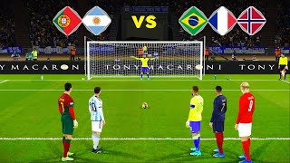 Messi amp CRonaldo VS Neymar amp Haaland amp Mbappe  Penalty Shootout  eFootball PES Gameplay [upl. by Enaffit]