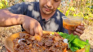 eating spicy mutton liver and meat gravy  kents vlog [upl. by Yenttihw]