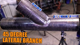 45 DEGREE LATERAL BRANCH layoutfitup using the Pipefitters Blue Book [upl. by Suiremed726]