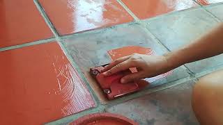 Berh Stain Paint Painting Saltillo Terracotta Floor Tiles Very easy [upl. by Meter]