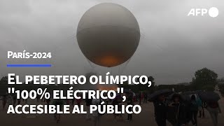 El pebetero olímpico quot100 eléctricoquot accesible al público durante los Juegos  AFP [upl. by Marolda]