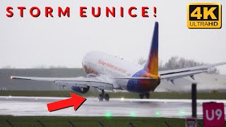 4k STORM EUNICE  Extremely Windy Arrivals and Aborted Landings at Manchester Airport [upl. by Weil]