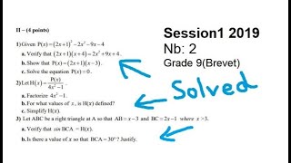 Lebanese Brevet Math Session1 2019 Nb 2 solution [upl. by Esserac]