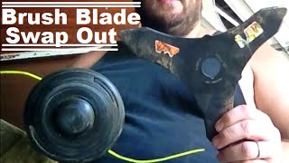 DIY How To Turn Your Weed Trimmer Head Into A Brush Cutter Blade To Clear Land And Property [upl. by Haslam]