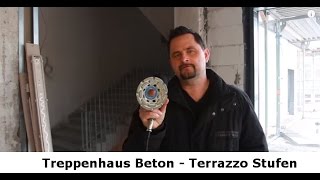 ✅✅ Treppenhaus Beton  Terrazzo Stufen mit Trittschutzstreifen reinigen schleifen und sanieren ✅✅ [upl. by Koa501]