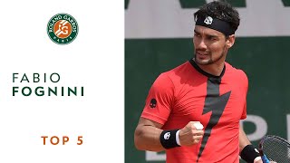 Fabio Fognini  TOP 5  Roland Garros 2018 [upl. by Nikkie730]