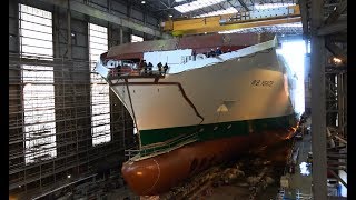 4K  Irish Ferries Newbuild WBYEATS Naming  Launching Ceremomy at FSG Flensburg [upl. by Pilihp]