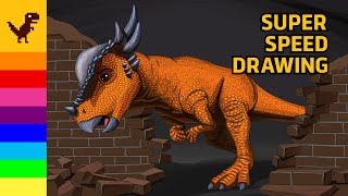 Jurassic World Dinosaur Drawing How to draw Stygimoloch Pachycephalosaurus with Super Speed 공룡그리기 [upl. by Nessim]