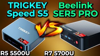 TRIGKEY Speed S5 vs Beelink SER5 PRO  R5 5500U vs R7 5700U Gaming Performance  Mini PC Test [upl. by Aelak667]