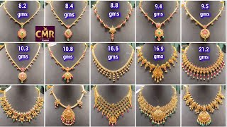 8 gms necklace ❤️  New Excellent Lightweight Gold Necklaces Designs  CMR Jewellery Designs [upl. by Aralomo425]