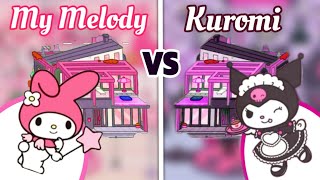 Toca life world  My melody 🥺💖 vs Kuromi 🖤😈  cute toca boca house ideas [upl. by Hillard]