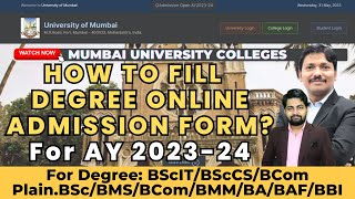 Mumbai University Degree College admission Started AY 202324Complete Process Explained Dinesh Sir [upl. by Arutek]