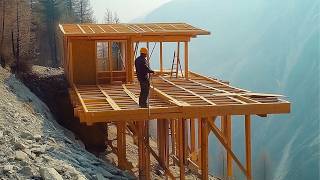 Man Builds Amazing House on Steep Mountain in 8 Months  Start to Finish by MrWildNature [upl. by Erolyat]