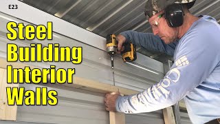 How to Frame Metal Garage with Wood 2x4s  DIY Metal Building Framing [upl. by Anerroc675]