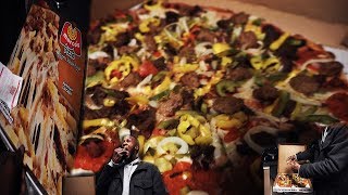 Marcos XL Pizza that you can eat with a malt liquor for a mukbang video on youtube [upl. by Yemaj73]