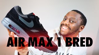 Nike Air Max 1 Bred Black Anthracite On Foot Sneaker Review QuickSchopes 606 Schopes FV6910 001 [upl. by Nageet]