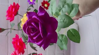 Amazing Ribbon Flower Work  Ribbon Flowers How to Make  Easy Flower Making [upl. by Aihsenal94]