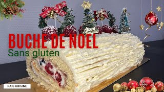 Bûche de Noël cœur framboise myrtilles sans gluten rapide et facile à faire [upl. by Doowyah]