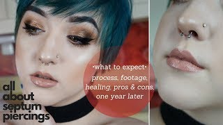 Septum Piercing 101 Process Footage AftercareHealing Pros and Cons What to Expect [upl. by Vanderhoek]