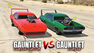 GTA 5 ONLINE  GAUNTLET CLASSIC CUSTOM VS GAUNTLET CLASSIC WHICH IS FASTEST [upl. by Laehcar]