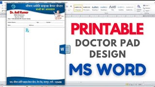 Printable Doctor Pad design in MS Word  Doctor Letterhead Design in Word  Prescription Design [upl. by Bois]