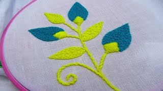 Hand embroidery Leaf embroidery Chain Stitch [upl. by Enala]