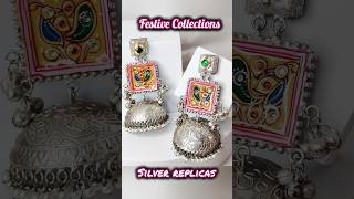 Festive Silver Collections silverearrings festivejewellery trendingjewellery jhumkaearrings [upl. by Gosser]