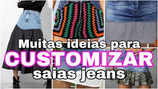 Muitas ideias para fazer e customizar saias jeans  como customizar saia jeans  moda sustentavel [upl. by Ylatfen722]