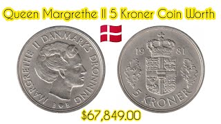 Queen Margrethe II Denmark 5 Kroner 1981 Coin Worth Very Rare Denmark Coin Value 🇩🇰 [upl. by Anitel]