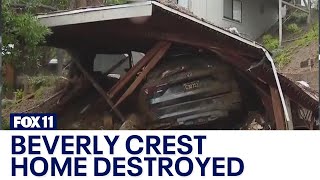 California storm causes mudslide destroying Beverly Crest home [upl. by Sirac848]