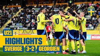 Highlights U21  Sverige – Georgien 3–2  Viktig seger i EMkvalet [upl. by Oler220]