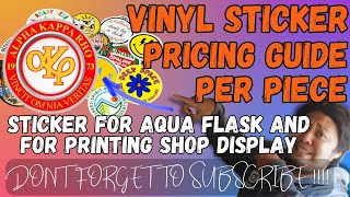 PRICING GUIDE VINYL STICKER FOR AQUA FLASK AND FOR PRINTING SHOP DISPLAY STICKER [upl. by Krystle962]