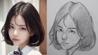 Easy Drawing Girl Face  Techniques For drawing face [upl. by Pia]