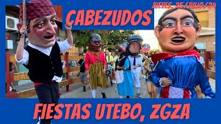 Recorrido de CABEZUDOS FIESTAS de UTEBO Zaragoza  2024 [upl. by Odlonyer]