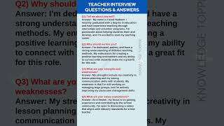 Teacher Interview Questions and Answers  Teaching interview Questions and Answers [upl. by Aiekan]