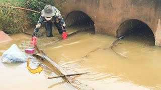 Unclogging Twin Culvert Drain Removal Something Stuck In Drains [upl. by Conlan24]