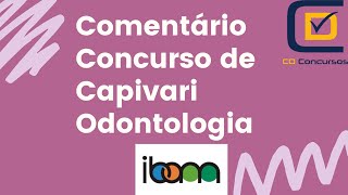 Comentário Concurso Capivari  banca Ibamsp 2019 [upl. by Seleta]