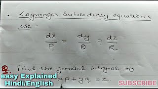 LAGRANGES LINEAR DIFFERENTENTAIL EQUATION  PDE [upl. by Siouxie545]