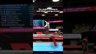 One foot slip and its all over💀 gymnastics fail beam [upl. by Lateh543]