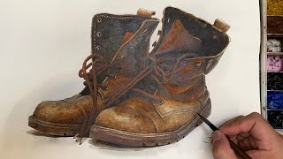 How to painting Old boots with watercolor [upl. by Eipper]