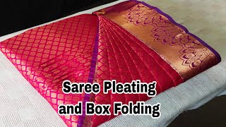 Saree prepleating ampBox folding full video🥻 Pattu saree saree video trending beauty [upl. by Dewhurst473]