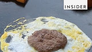 Malaysian Burger Cooked in a Fried Egg [upl. by Herrera249]