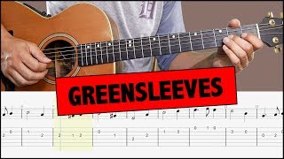 Greensleeves  Easy Guitar Tutorial MELODY  TAB [upl. by Burroughs213]