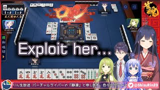 Nijisanji Morinaka Kazaki getting targeted and finally having impairment in speech Mahjong Soul [upl. by Htiderem]