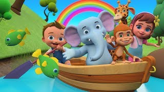 Row Row Row Your Boat Nursery Rhyme  3D Cartoons for Children  Kids Songs [upl. by Nowaj]