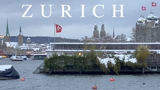 Lake Zurich Swiss Snow Walk 2024 ☃️ Winter Wonderland ❄️ 4K Walking Tour 🇨🇭 Switzerland [upl. by Fadil]