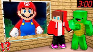 JJ and Mikey HIDE from MARIO in Minecraft Maizen Security House [upl. by Waller]